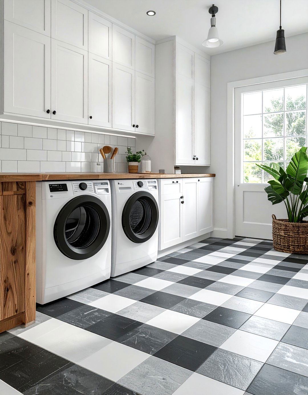 Plaid laundry room floor tile - 30 plaid decor ideas