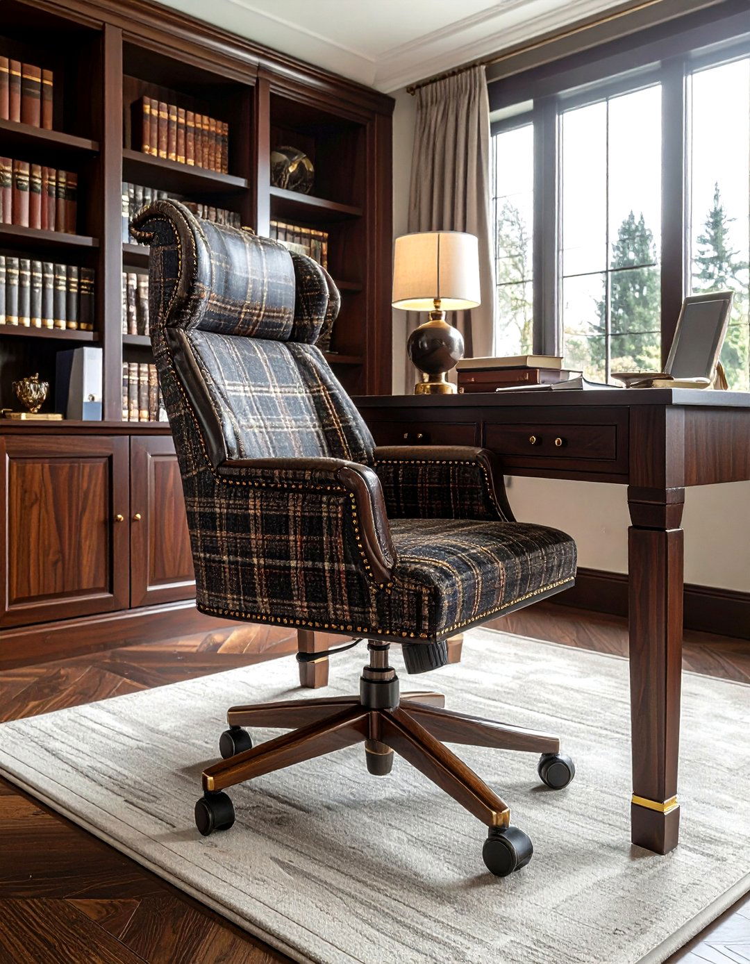 Plaid office desk chair - 30 plaid decor ideas