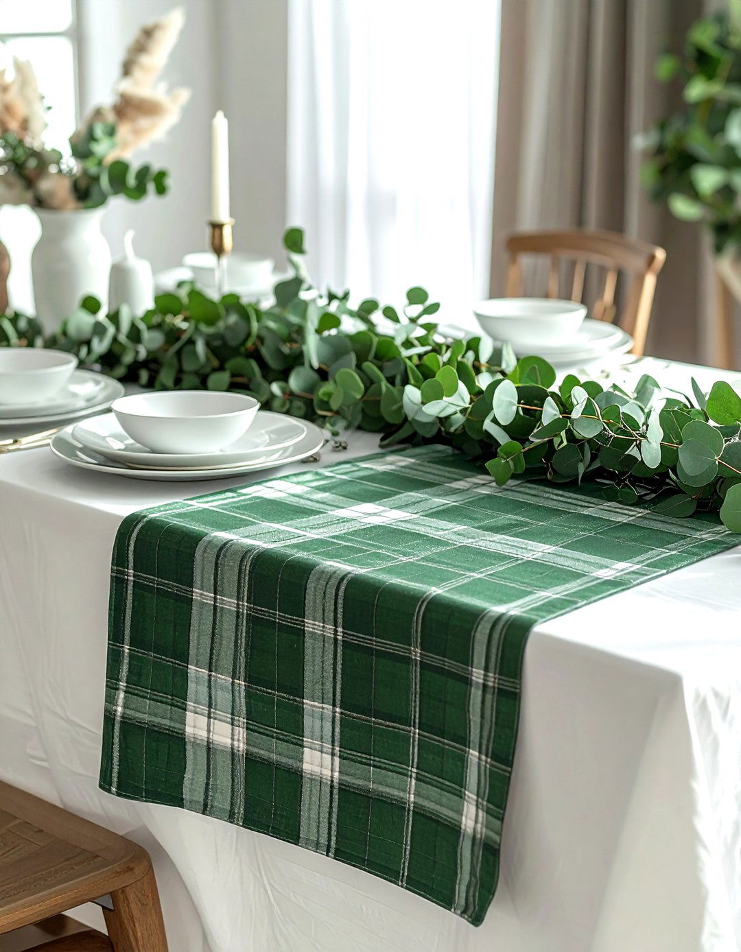 Plaid table runner dining room - 30 plaid decor ideas