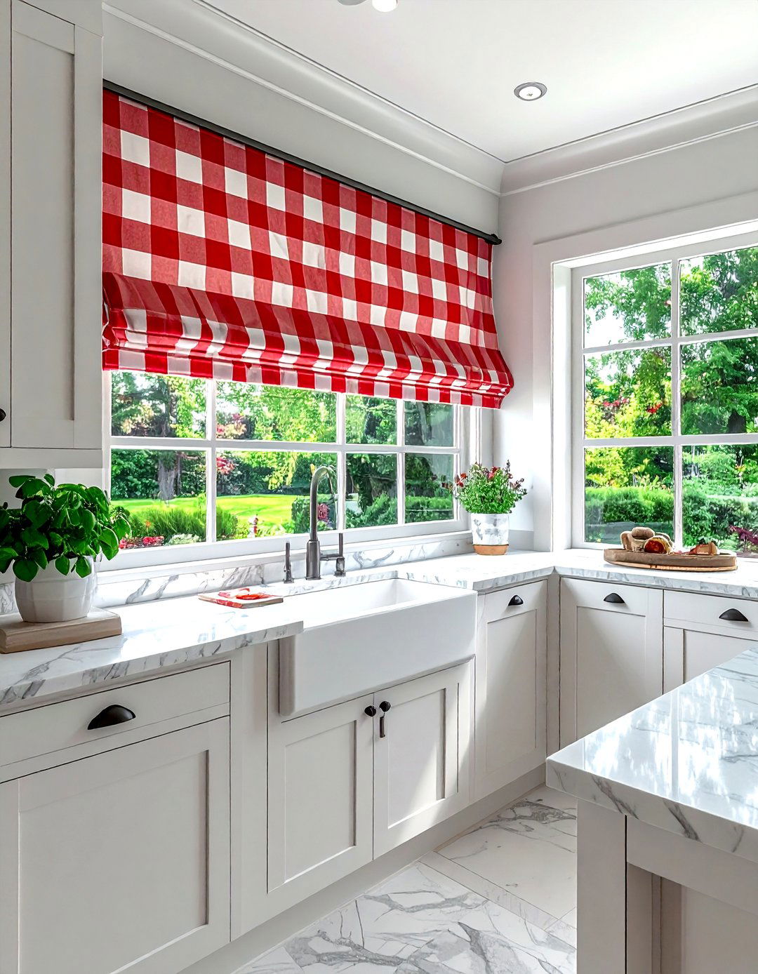 Plaid window valance kitchen - 30 plaid decor ideas