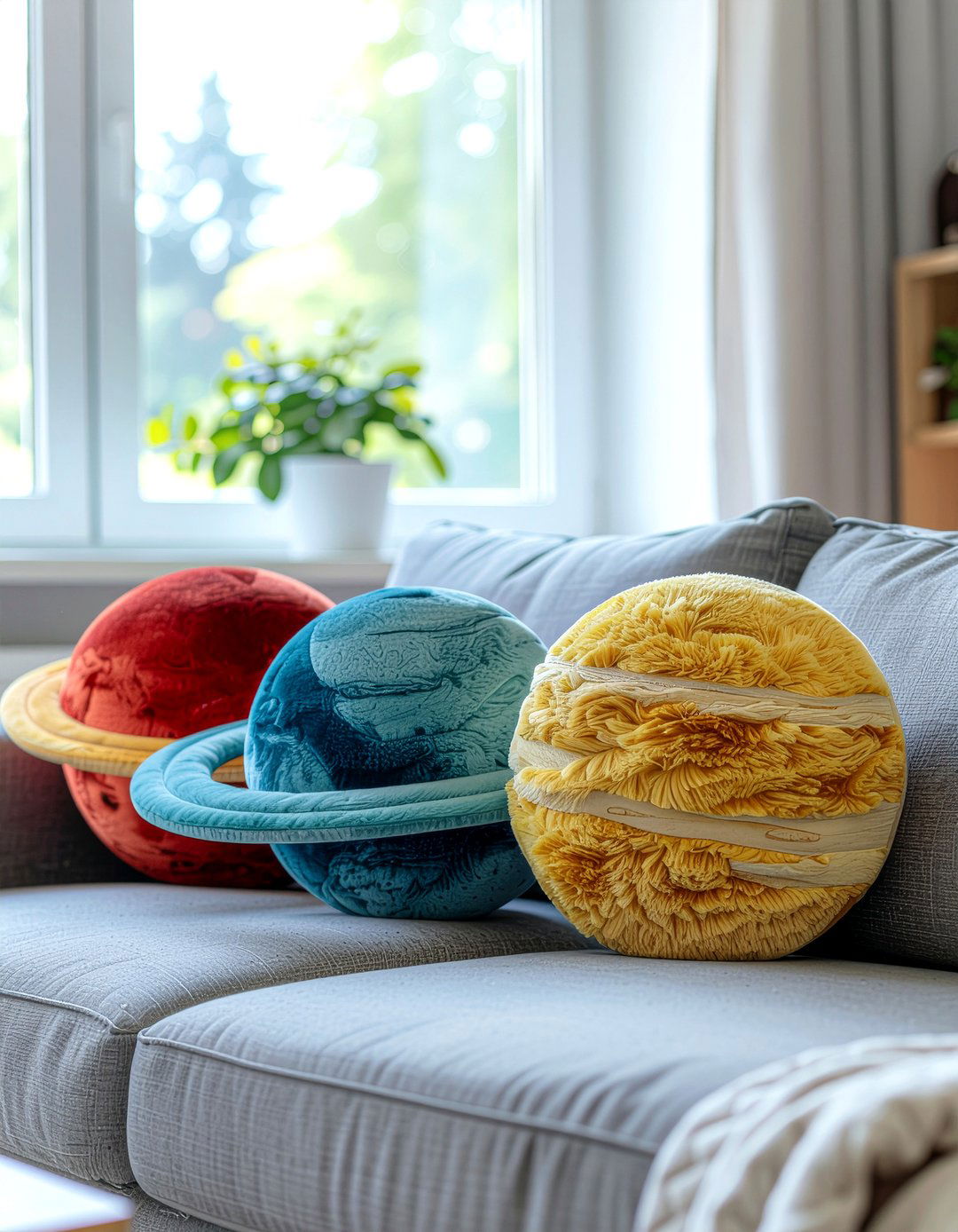 Planet Shaped Pillows - 30 solar system bedroom ideas