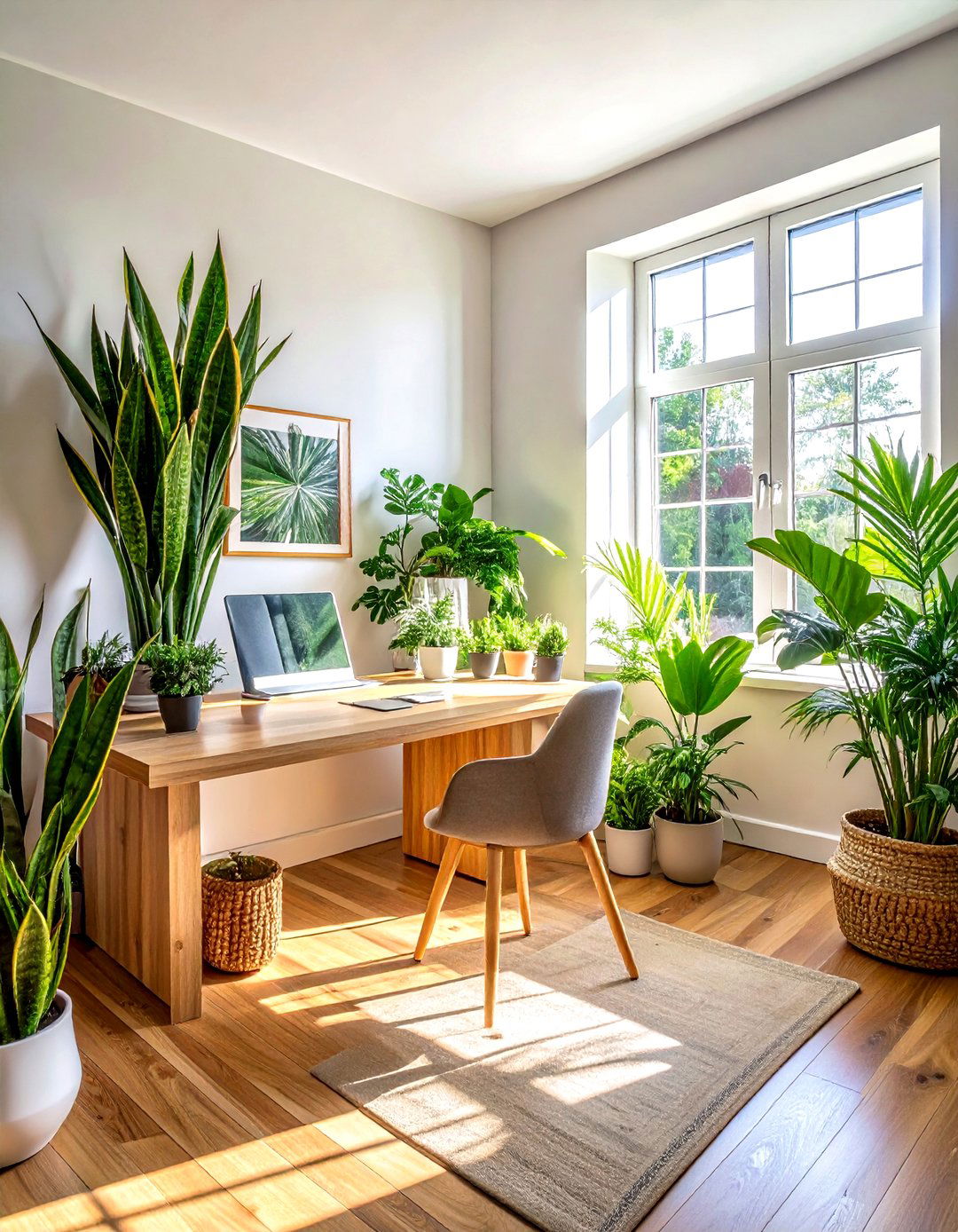 Plant filled desk - 30 desk styling ideas