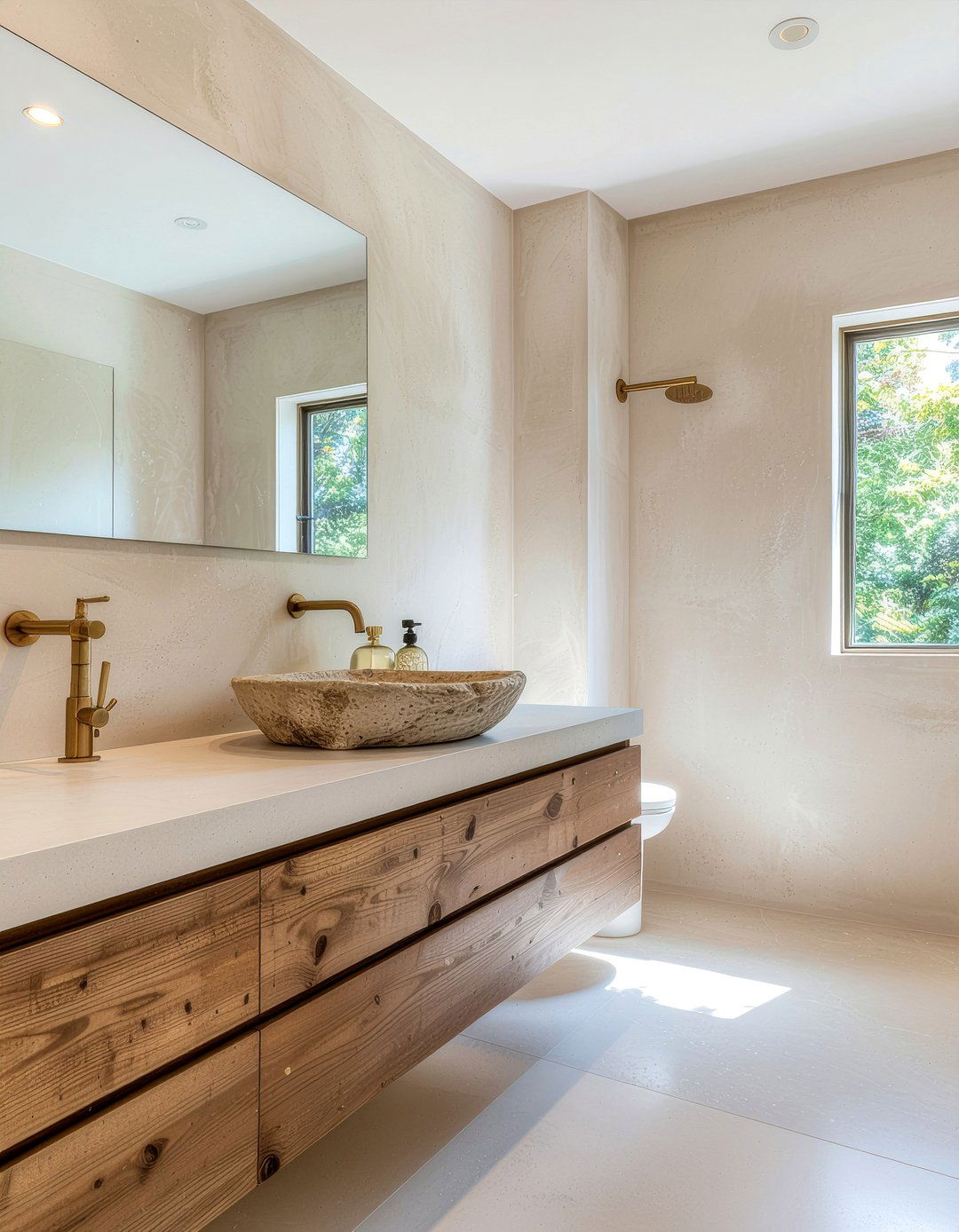 Plaster Wall Bathroom - 30 cozy bathroom settings