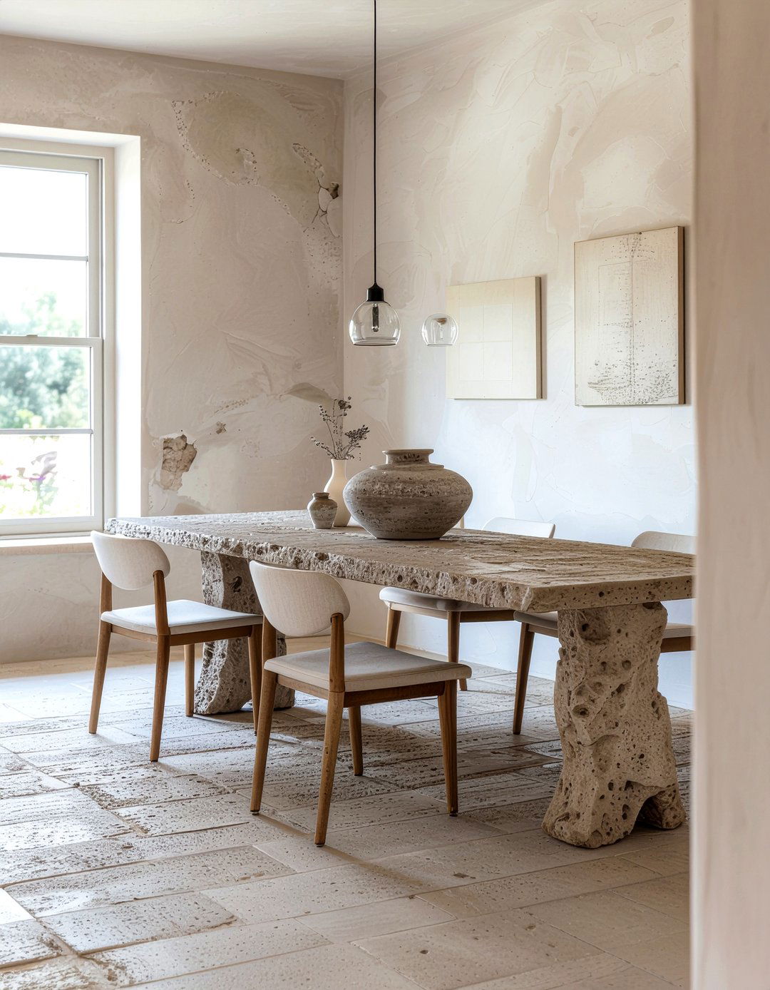 Plaster Wall Dining Room - 30 cool neutral dining room ideas