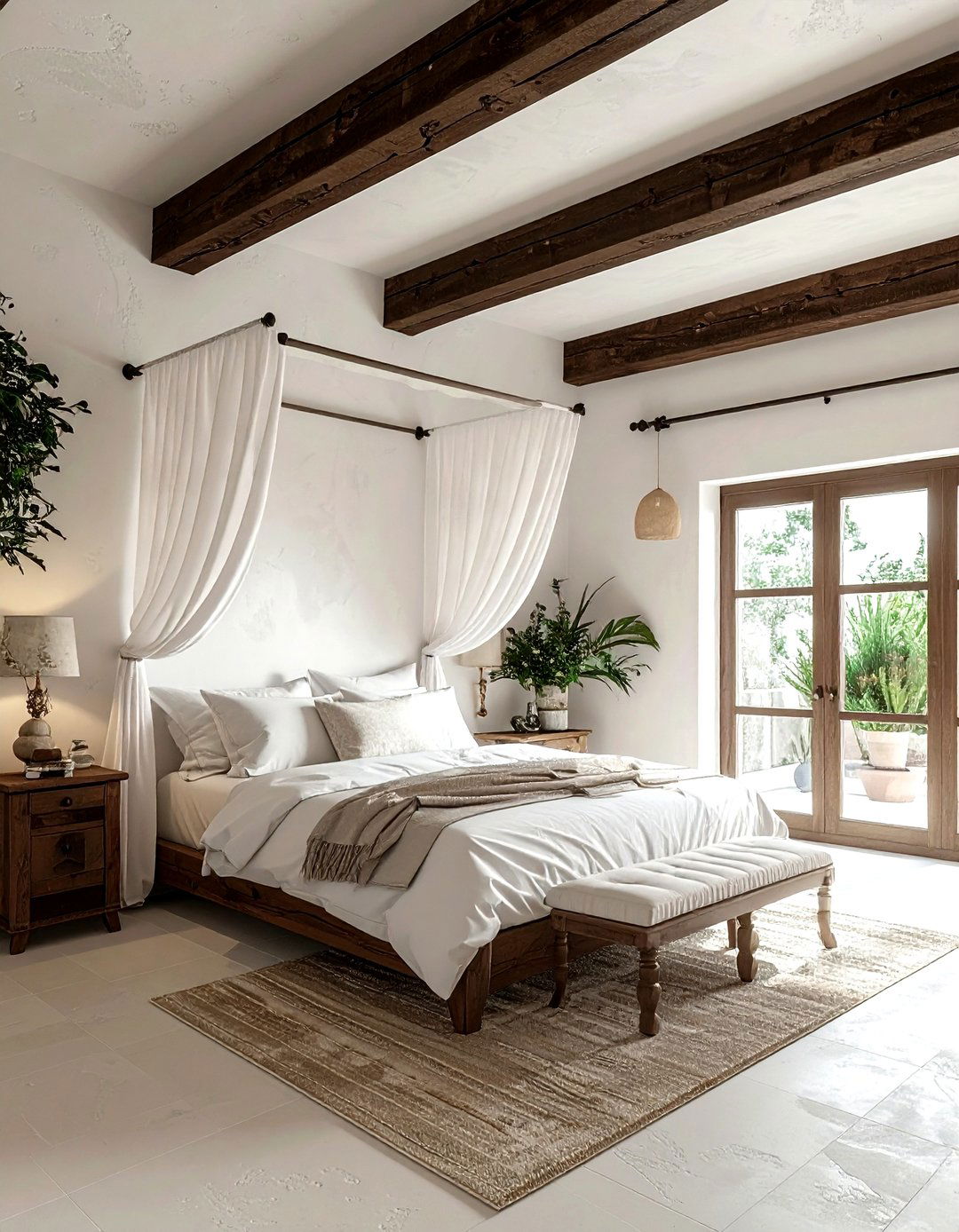 Plaster and timber ceiling - 30 mixed material bedroom ideas