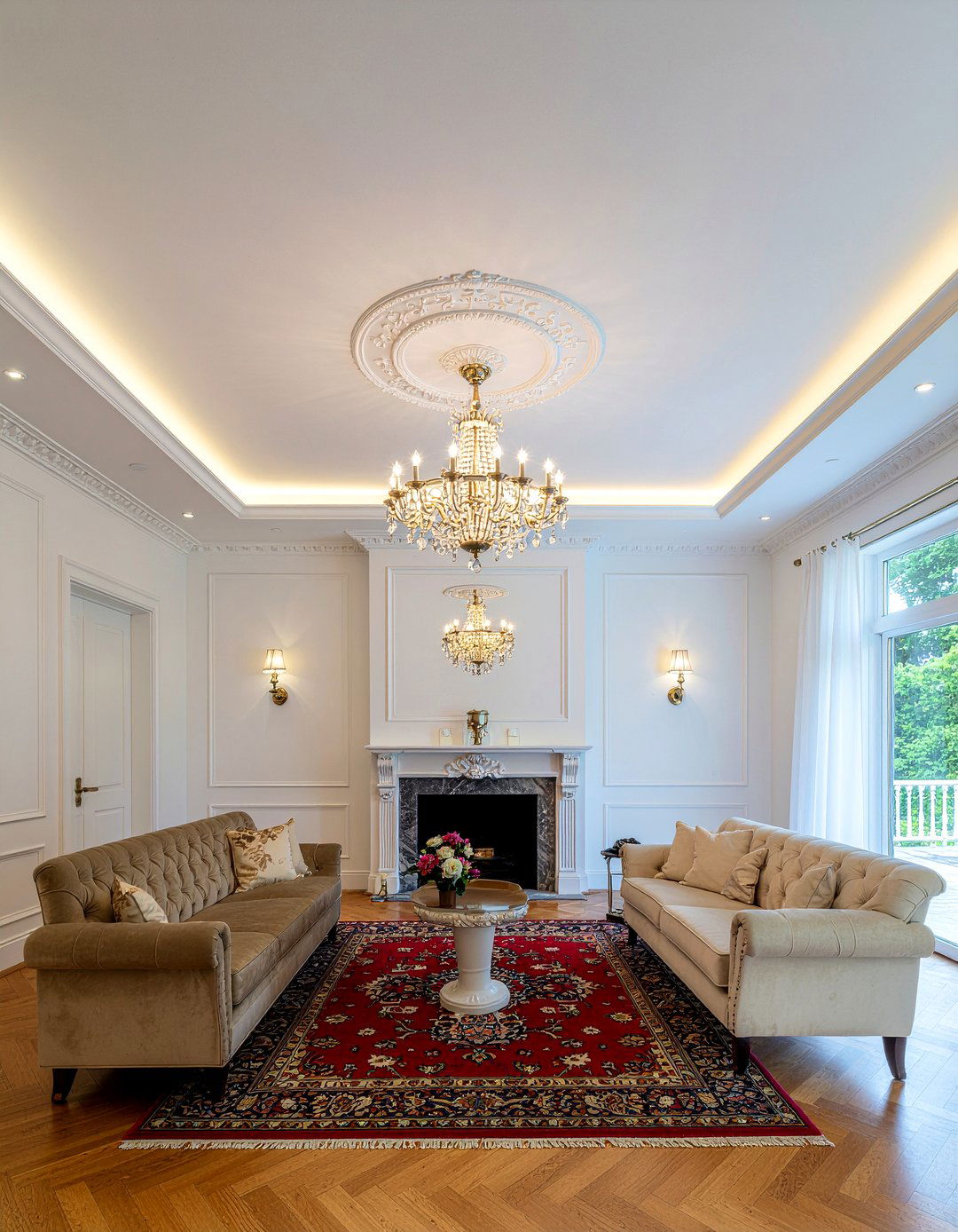 Plaster crown molding - 30 living room statement ceiling ideas