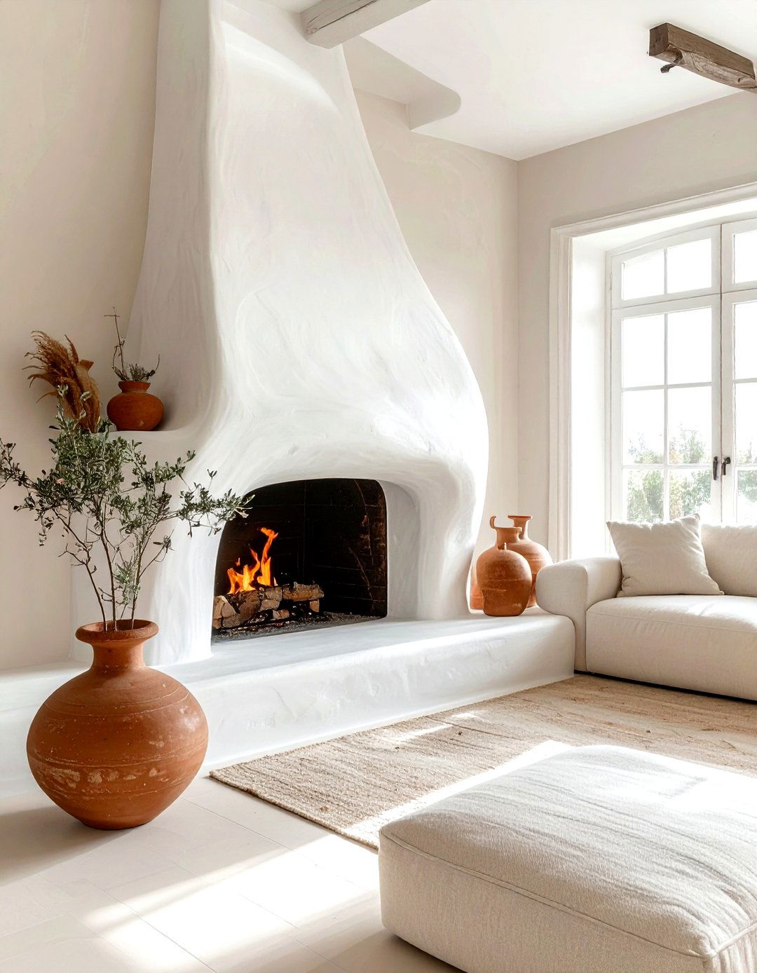 Plaster fireplace finish - 30 living room wood burning fireplace ideas