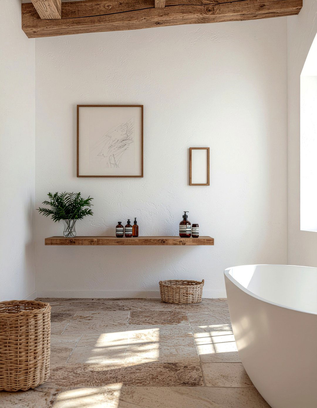 Plaster wall finish - 30 French bathroom ideas