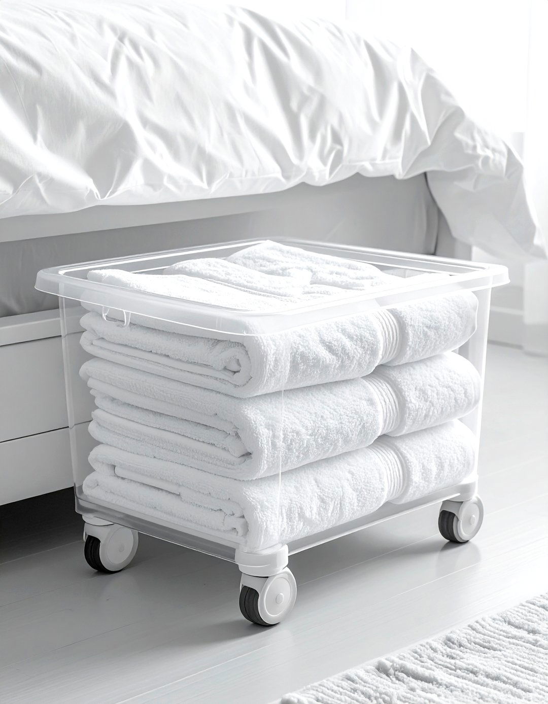 Plastic Rolling Bin - 30 bathroom under bed storage ideas