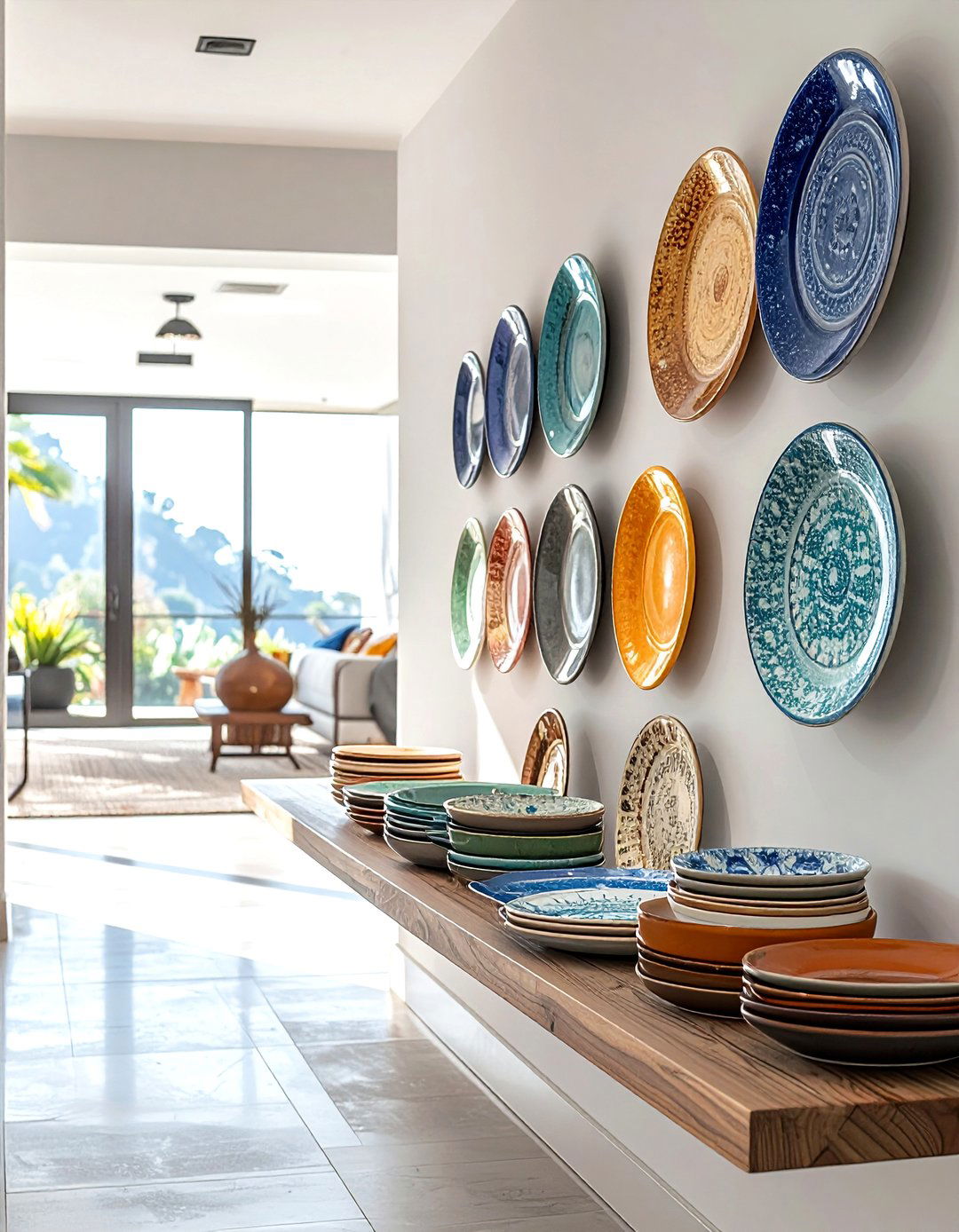 Plate display in hallway - 30 plate collection display ideas