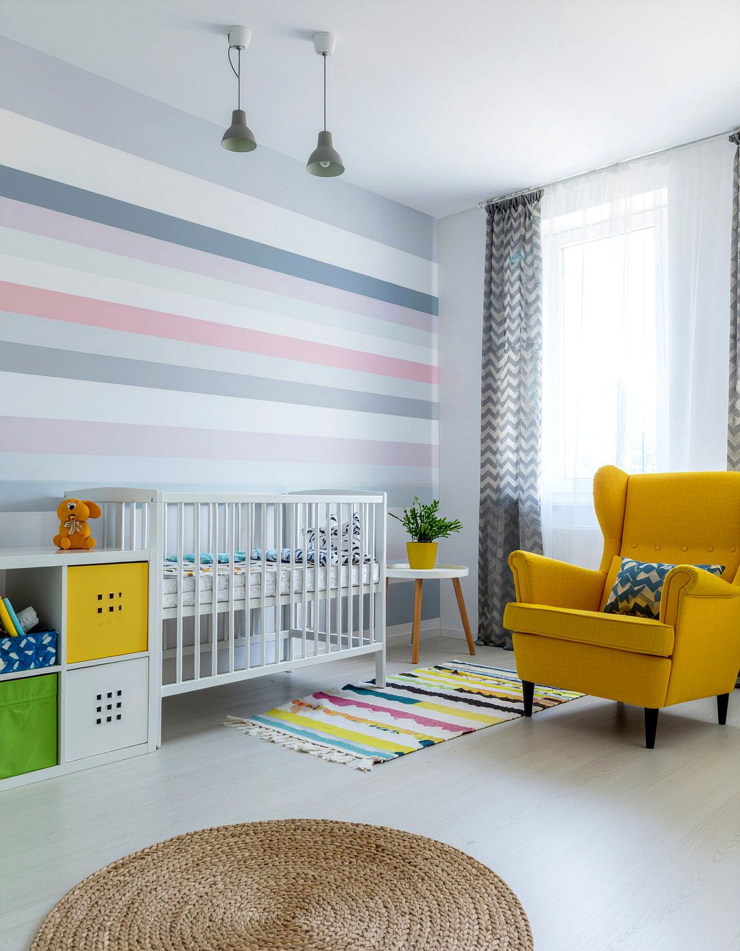Playful nursery stripe wallpaper - 30 bedroom striped wallpapers