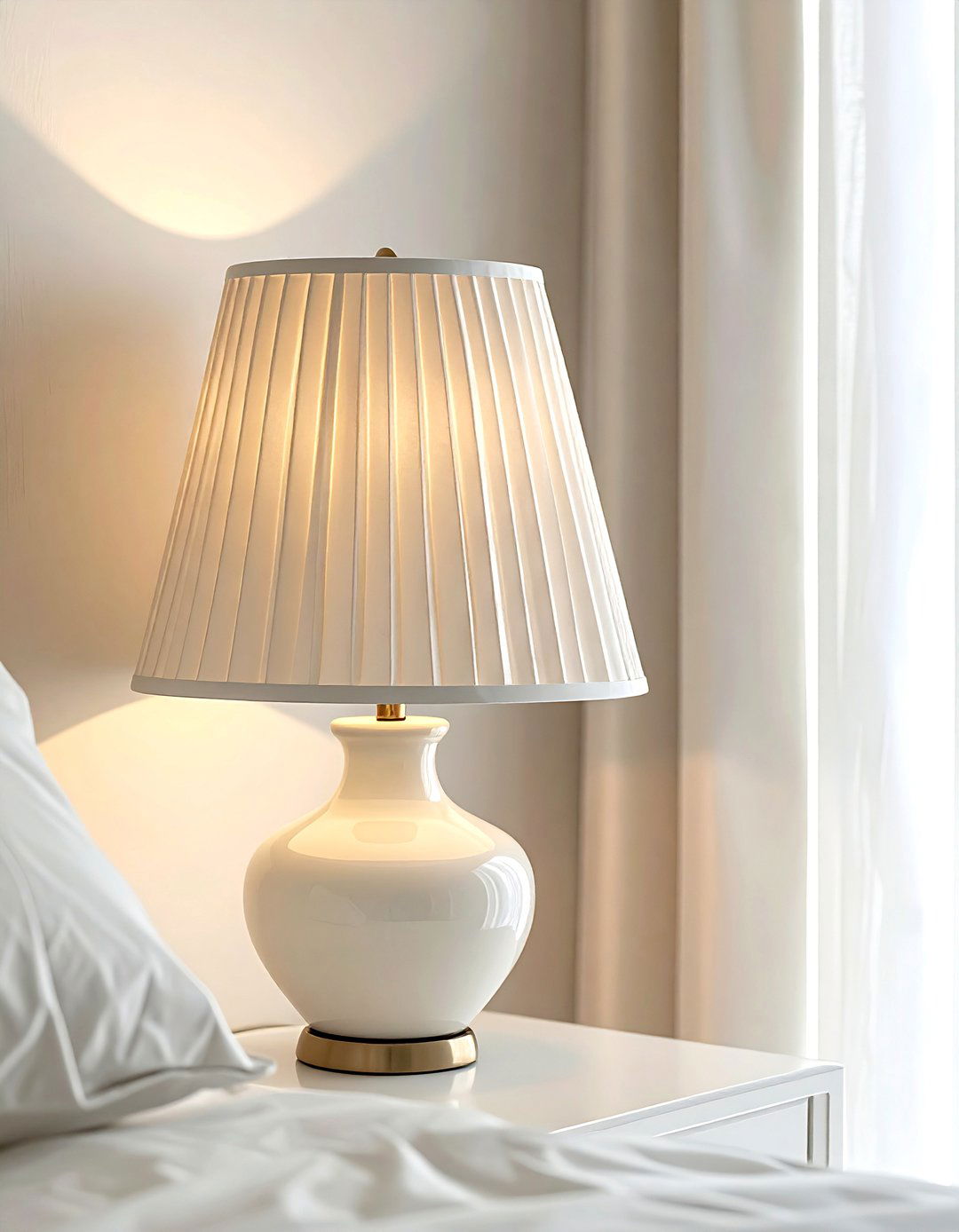 Pleated Lamp Shade - 30 beige bedroom accessories ideas