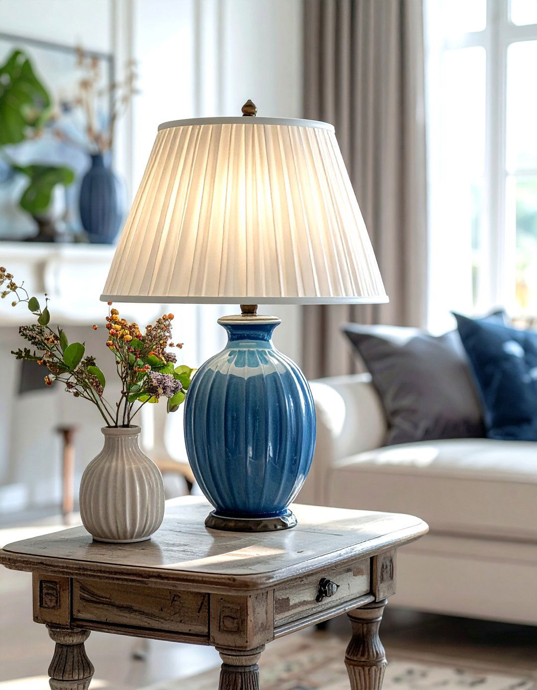 Pleated Shade Table Lamp Living Room - 30 living room lamp ideas