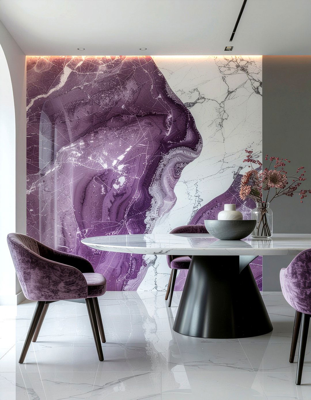 Plum And Marble Surfaces - 30 plum dining room ideas