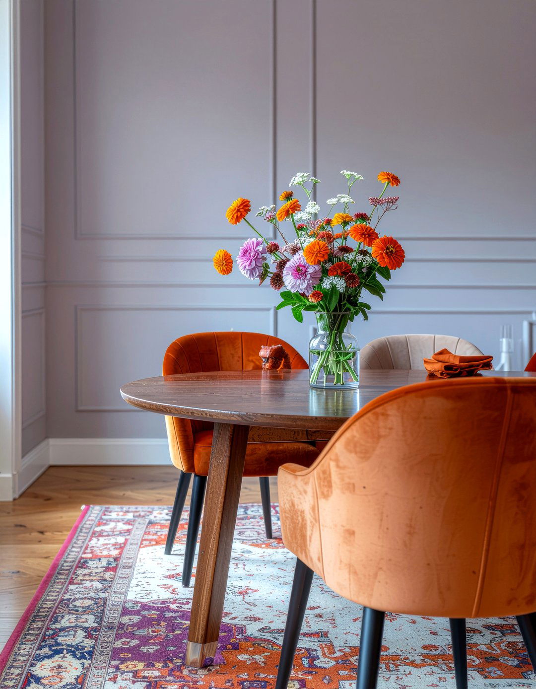Plum And Orange Accents - 30 plum dining room ideas