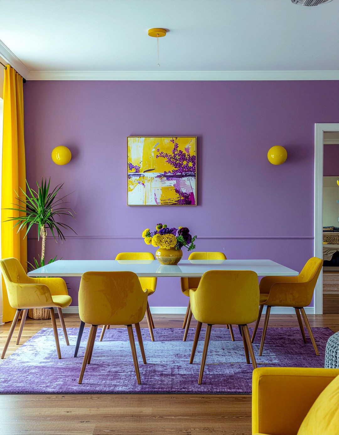 Plum And Yellow Accents - 30 plum dining room ideas