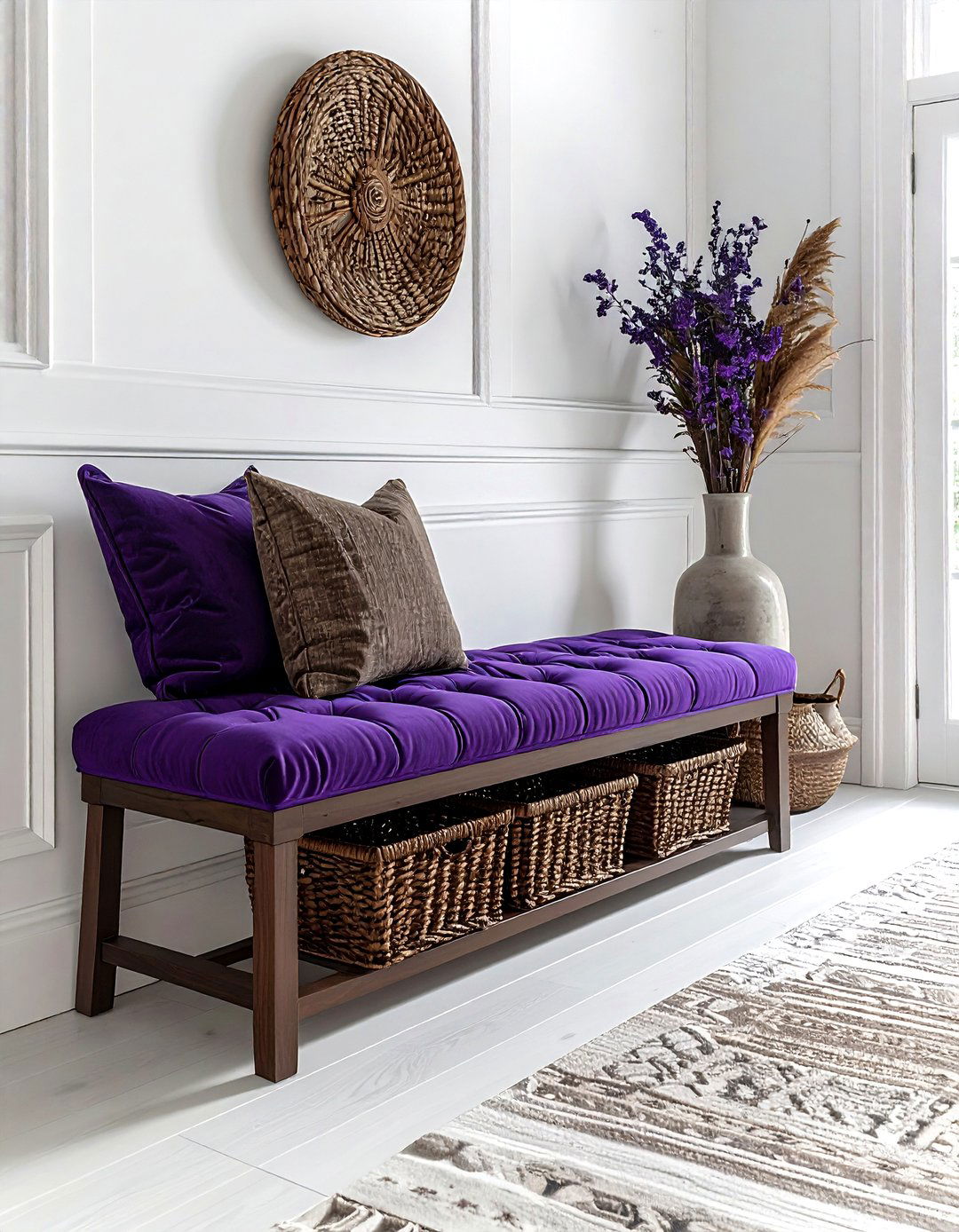 Plum Entryway Bench - 30 plum decor ideas