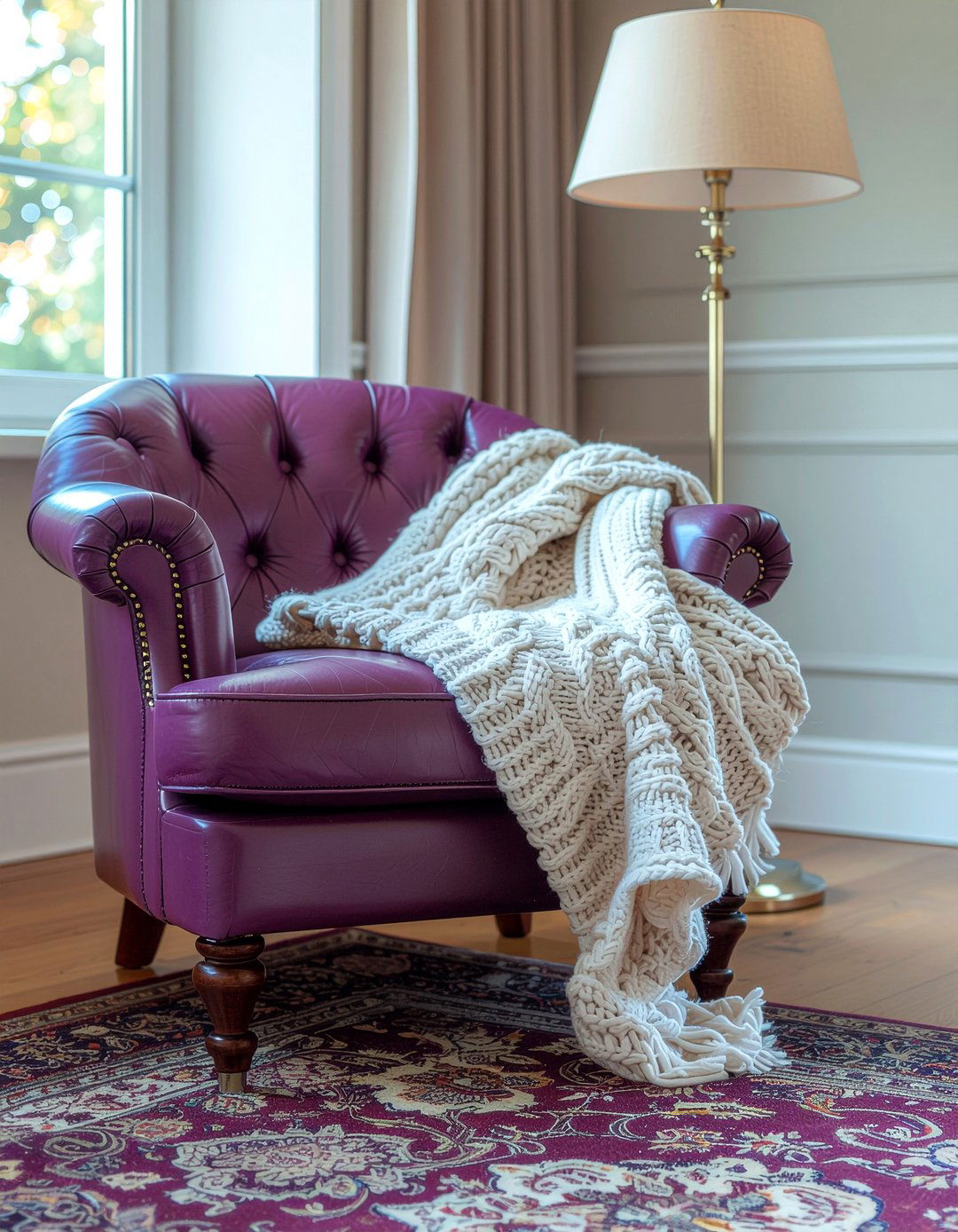 Plum Leather Armchair - 30 plum living room ideas