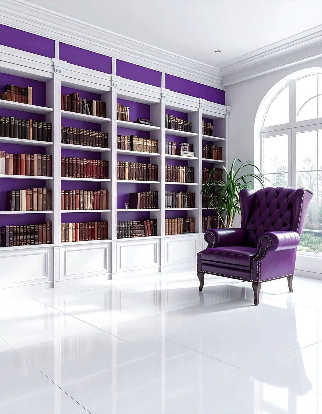 Plum Library Shelving - 30 plum decor ideas