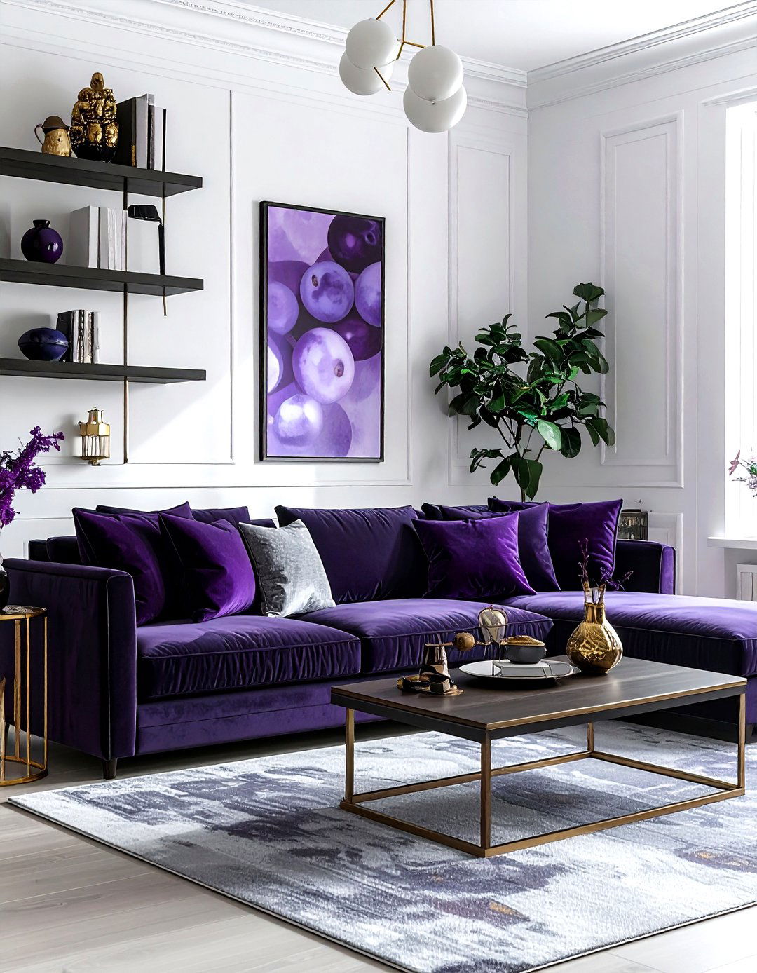 Plum Living Room - 30 living room accent color ideas