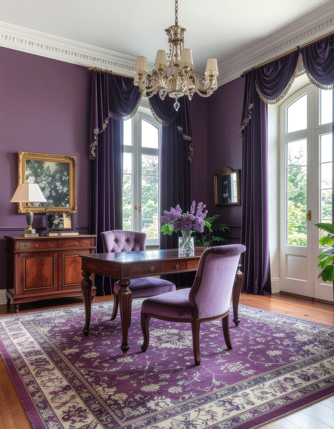Plum Purple Living Room - 30 bold color living room ideas