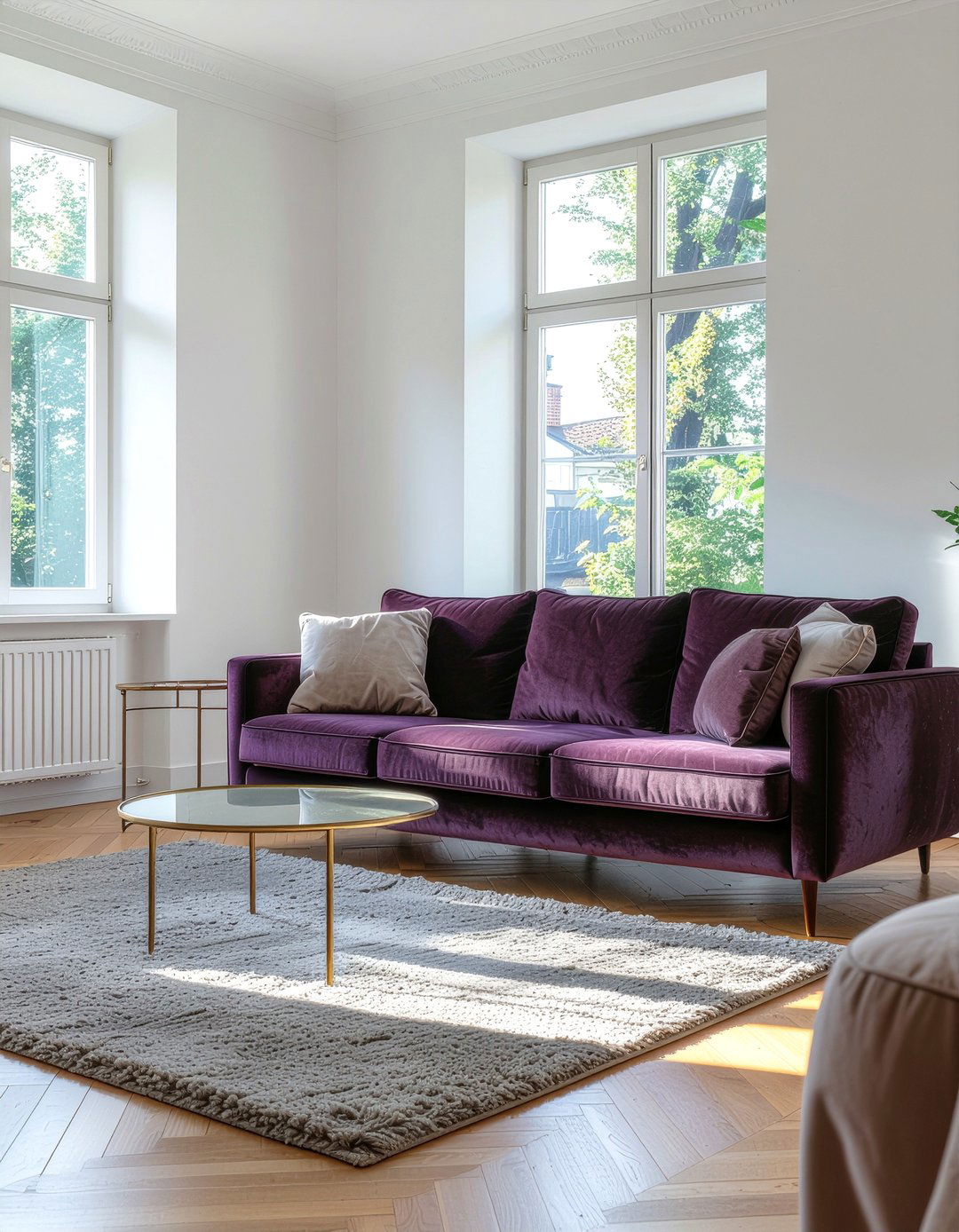 Plum Velvet Sofa - 30 plum living room ideas