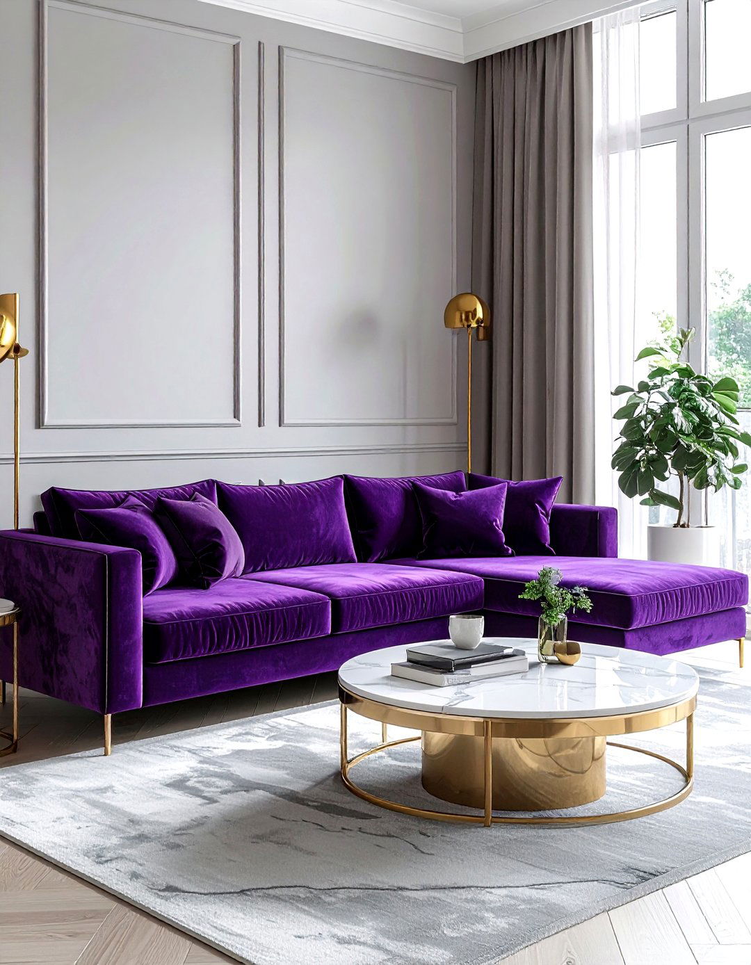 Plum Velvet Sofa - 30 plum decor ideas