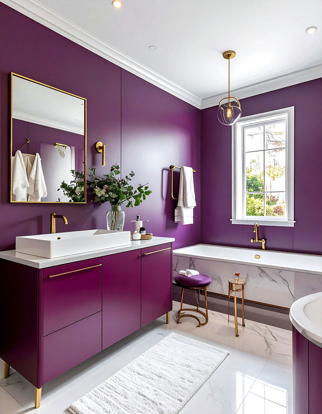 Plum and brass bathroom - 30 plum bathroom ideas