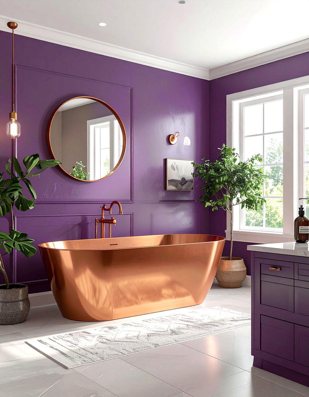 Plum and copper bathroom - 30 plum bathroom ideas