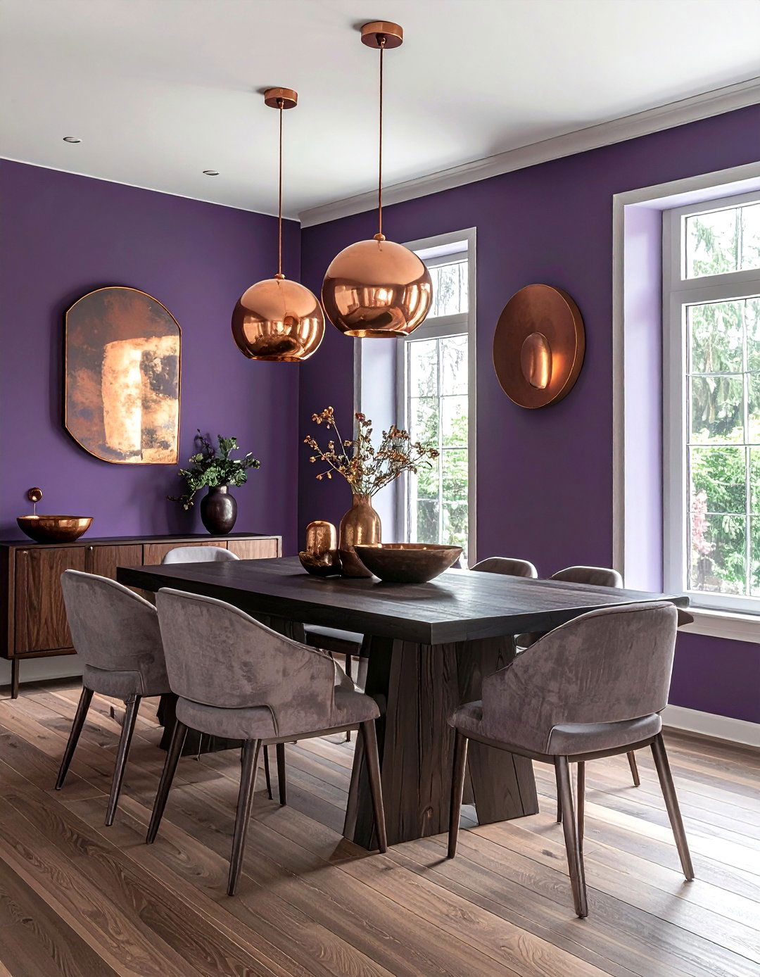 Plum and copper dining room - 30 purple dining room color schemes