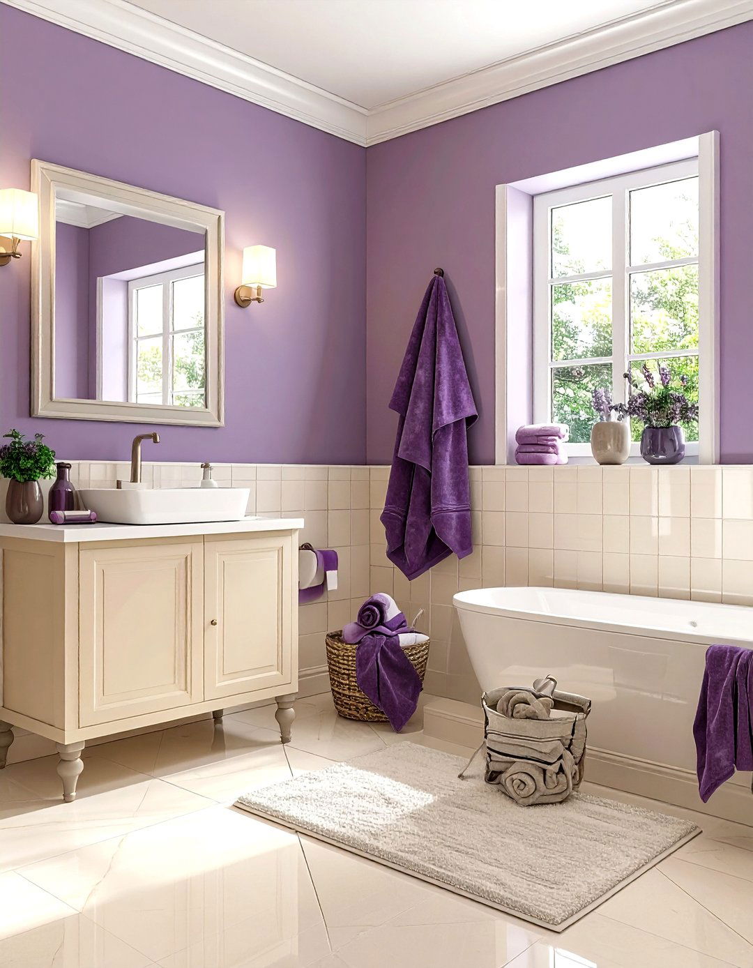 Plum and cream bathroom - 30 plum bathroom ideas