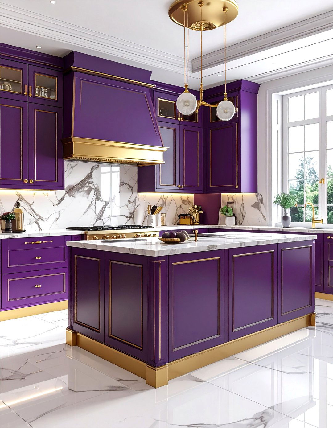 Plum and gold kitchen - 30 purple kitchen color schemes