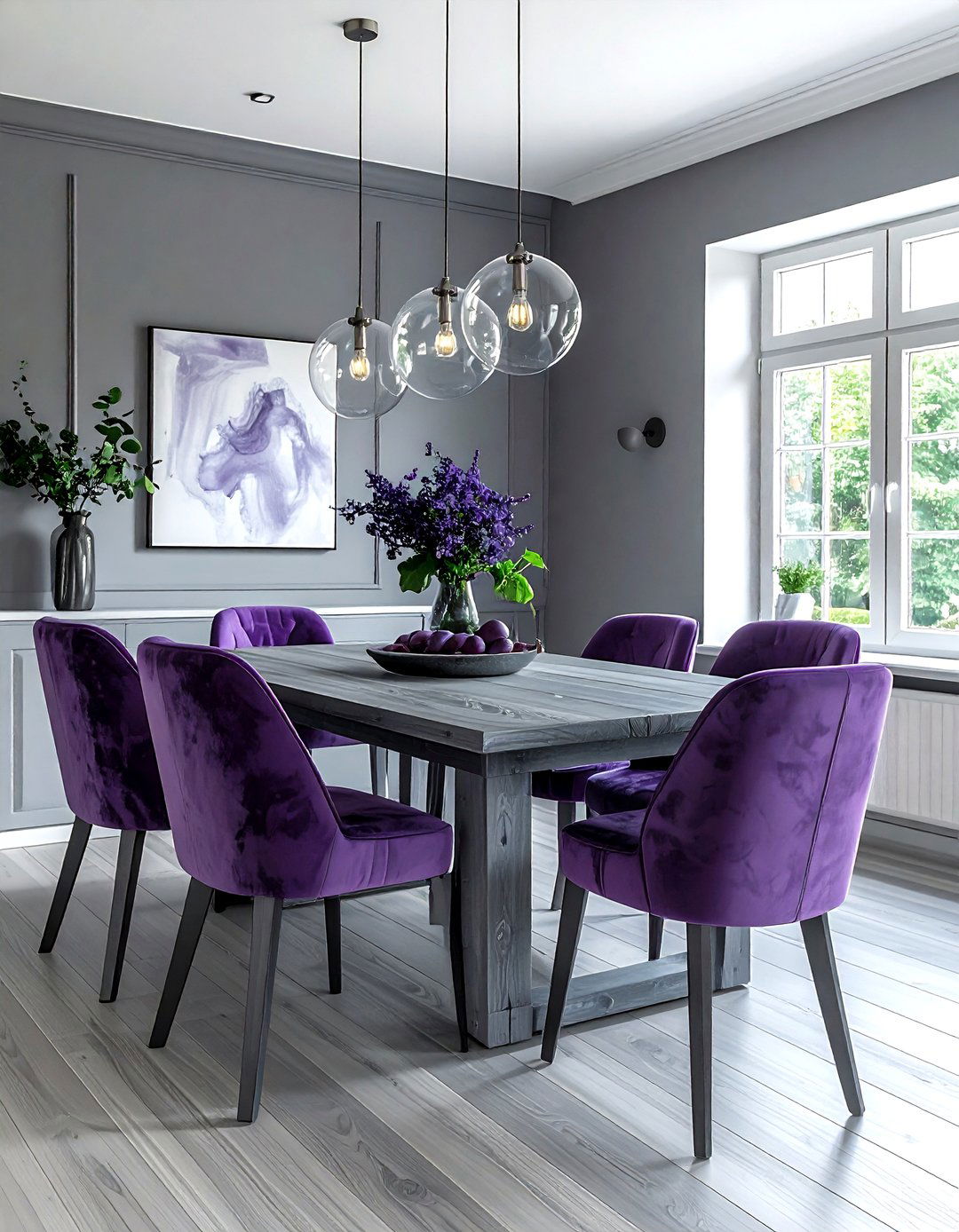 Plum and grey dining room - 30 purple dining room color schemes