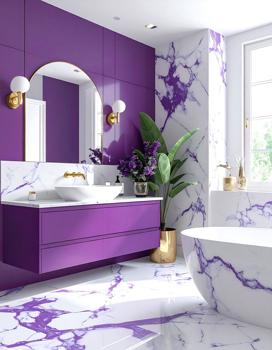 Plum and marble bathroom - 30 purple bathroom color schemes