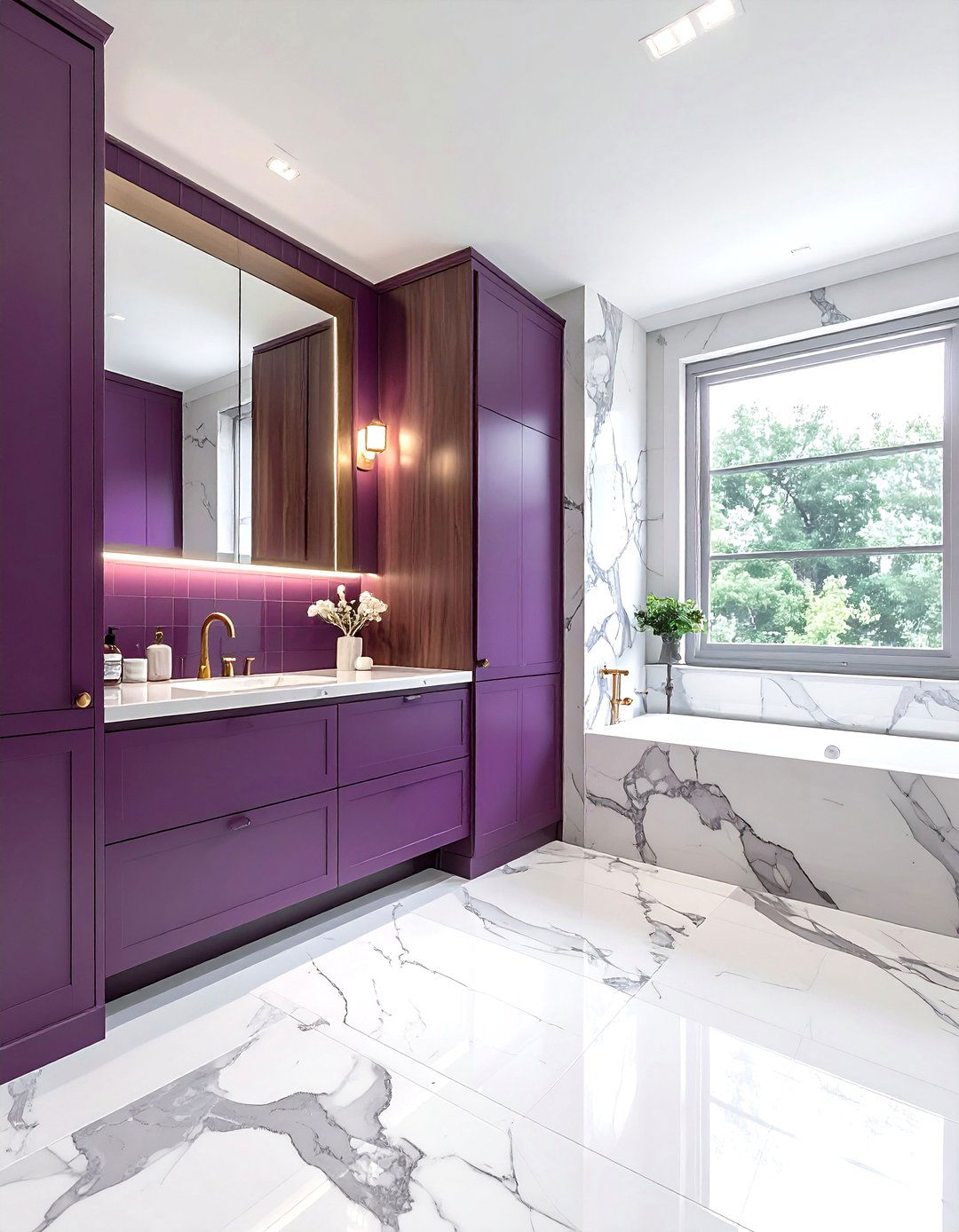 Plum and marble luxury bathroom - 30 plum bathroom ideas