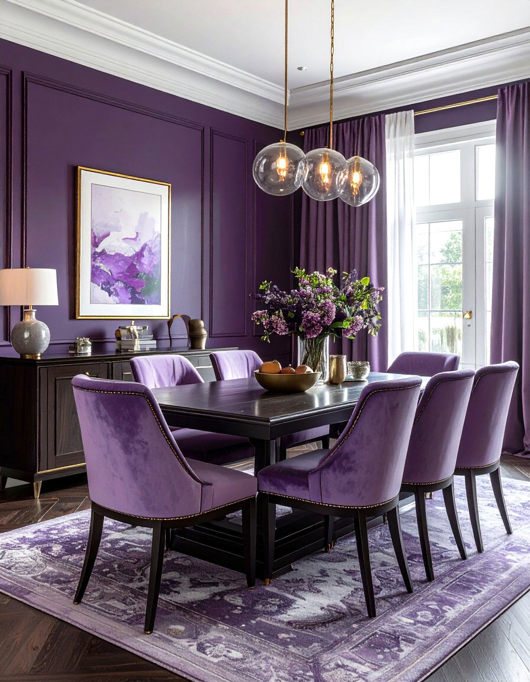 Plum and soft lavender dining room - 30 two-tone dining room ideas