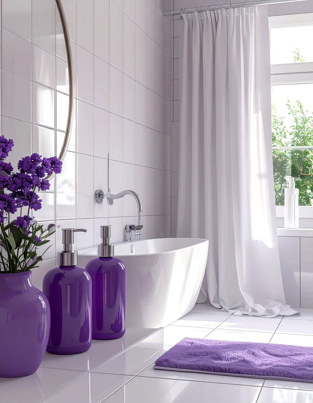 Plum and white bathroom decor - 30 purple and white bathroom ideas