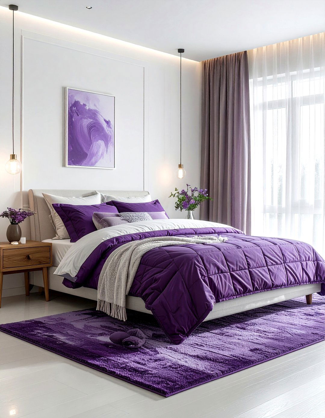 Plum and white bedroom decor - 30 purple and white bedroom ideas