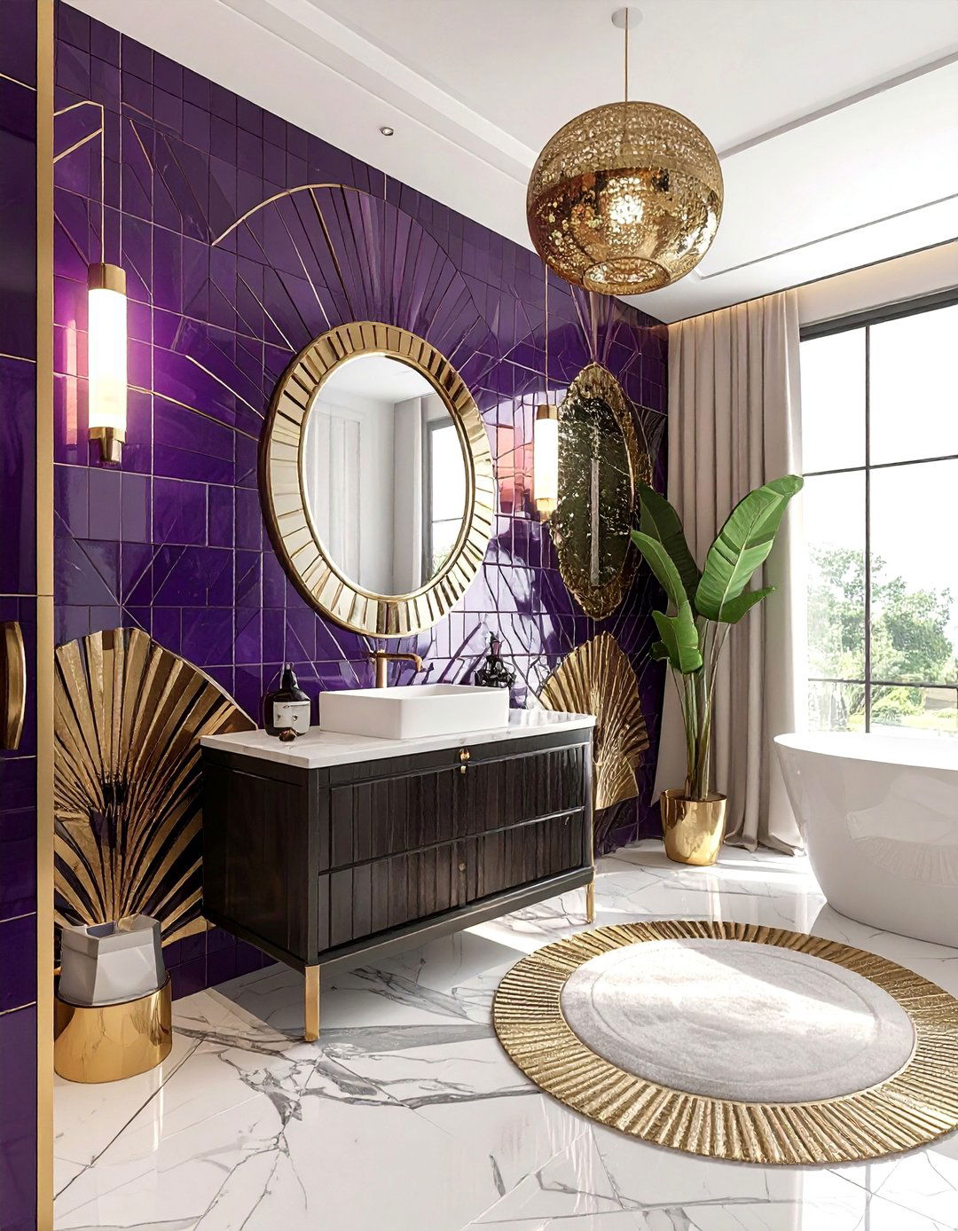 Plum art deco bathroom - 30 plum bathroom ideas