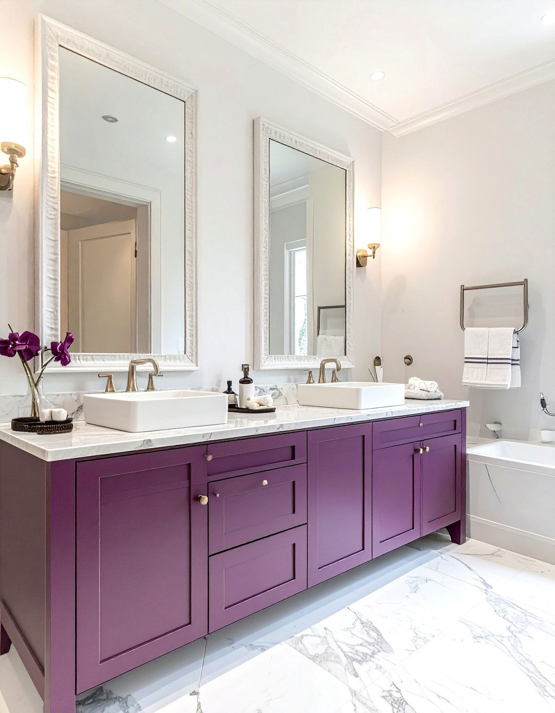 Plum double vanity bathroom - 30 plum bathroom ideas