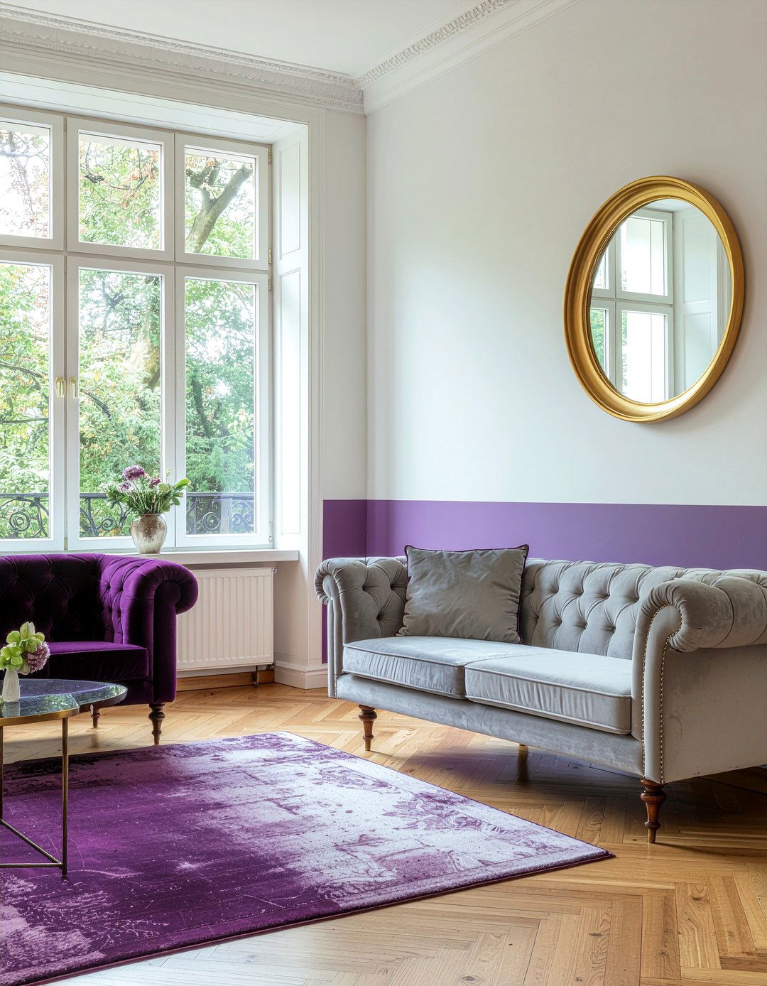 Plum half wall living room - 30 living room half painted walls