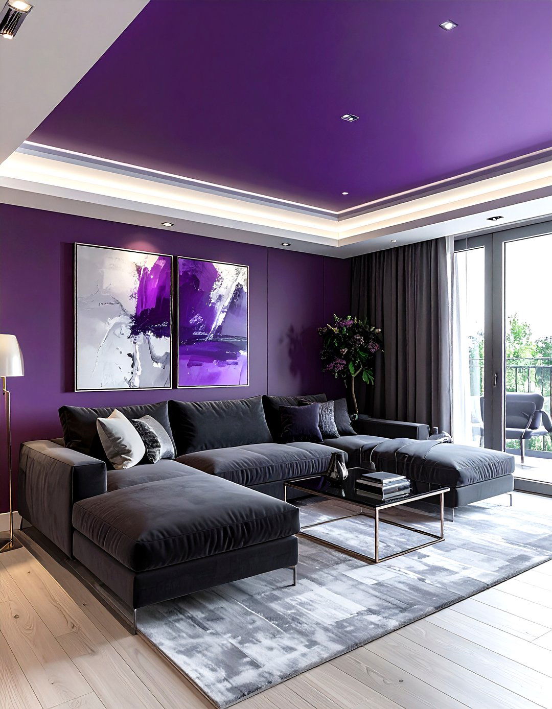 Plum living room ceiling - 30 living room painted ceiling ideas