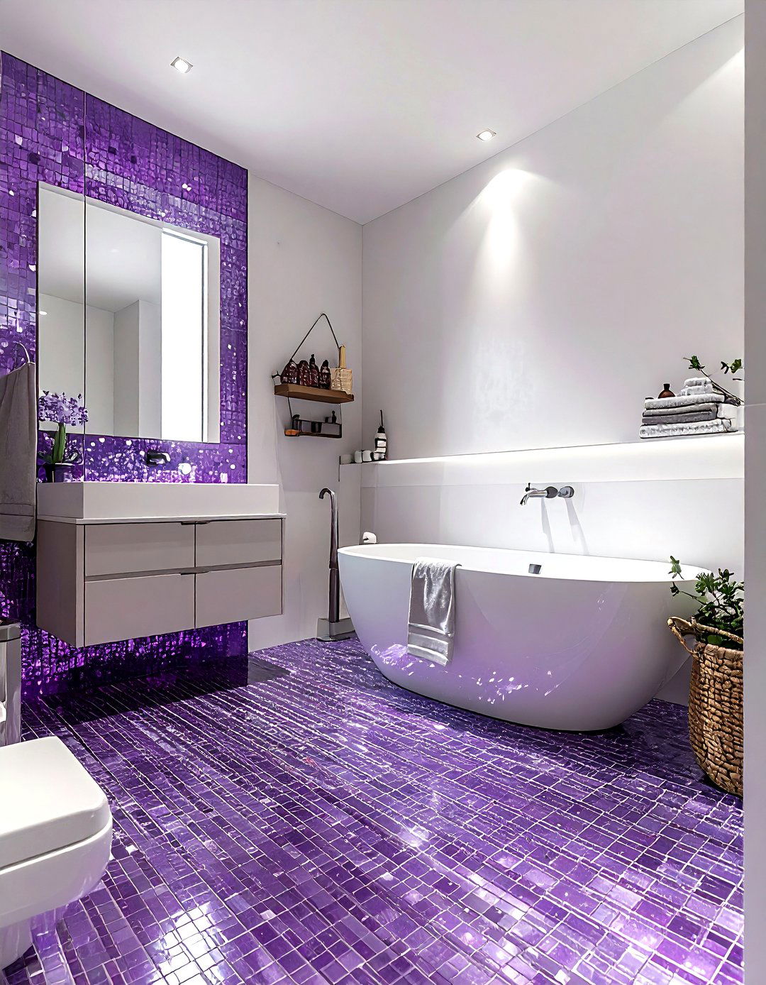Plum mosaic tile bathroom - 30 plum bathroom ideas