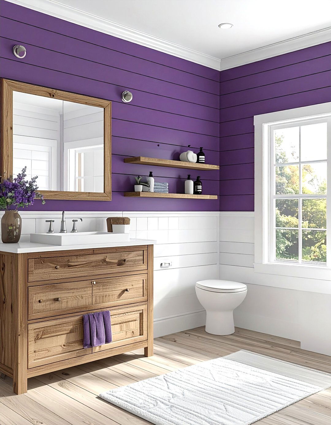 Plum shiplap bathroom - 30 plum bathroom ideas