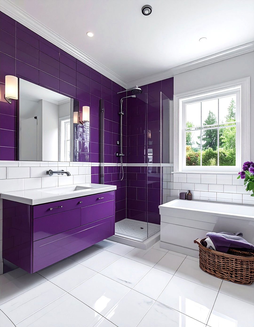 Plum subway tile bathroom - 30 plum bathroom ideas