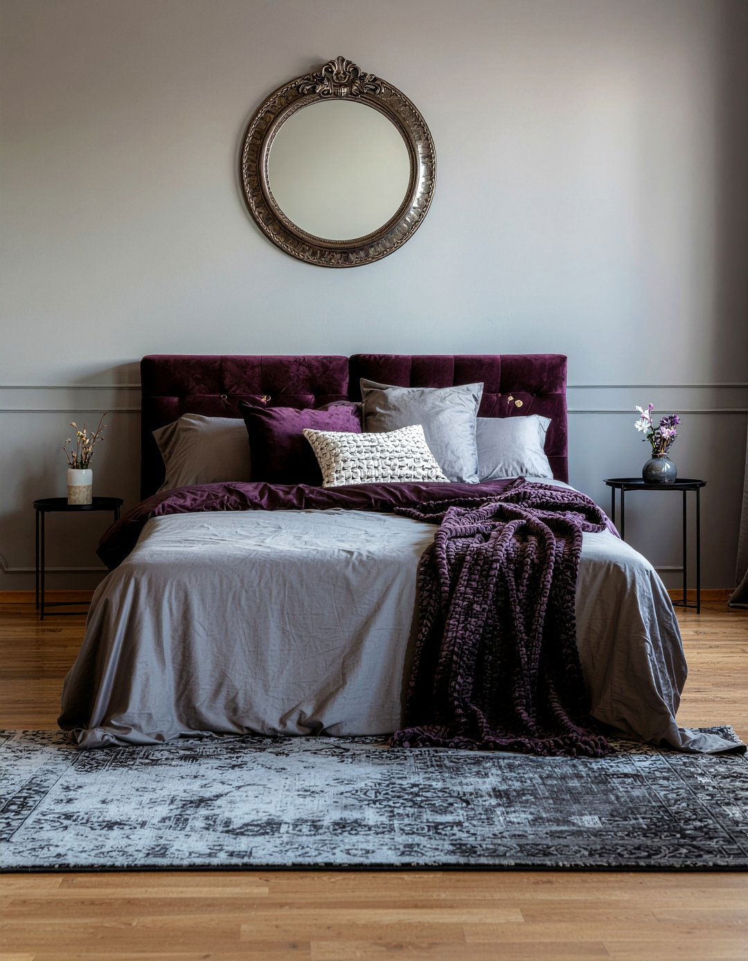 Plum velvet bedding - 30 bedroom velvet bedding ideas