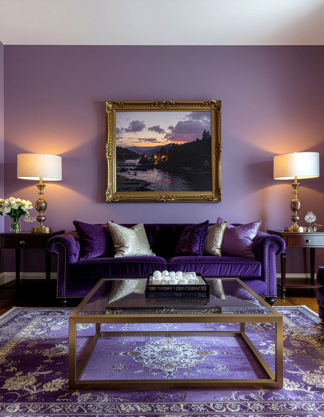 Plum velvet couch - 30 velvet sofa living room ideas