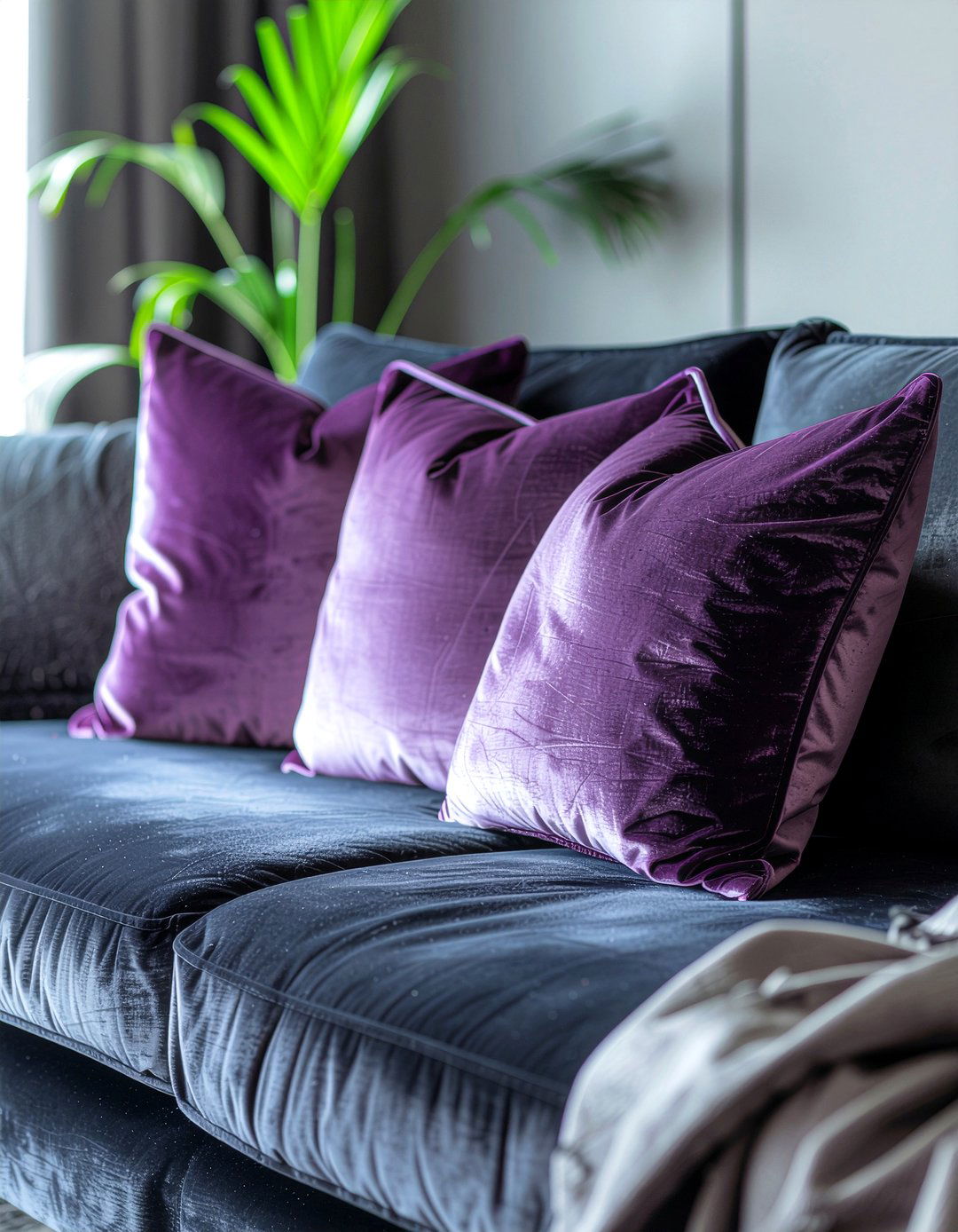 Plum velvet cushions - 30 berry living room ideas