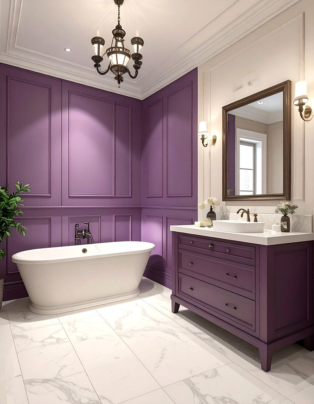 Plum wainscoting bathroom - 30 plum bathroom ideas