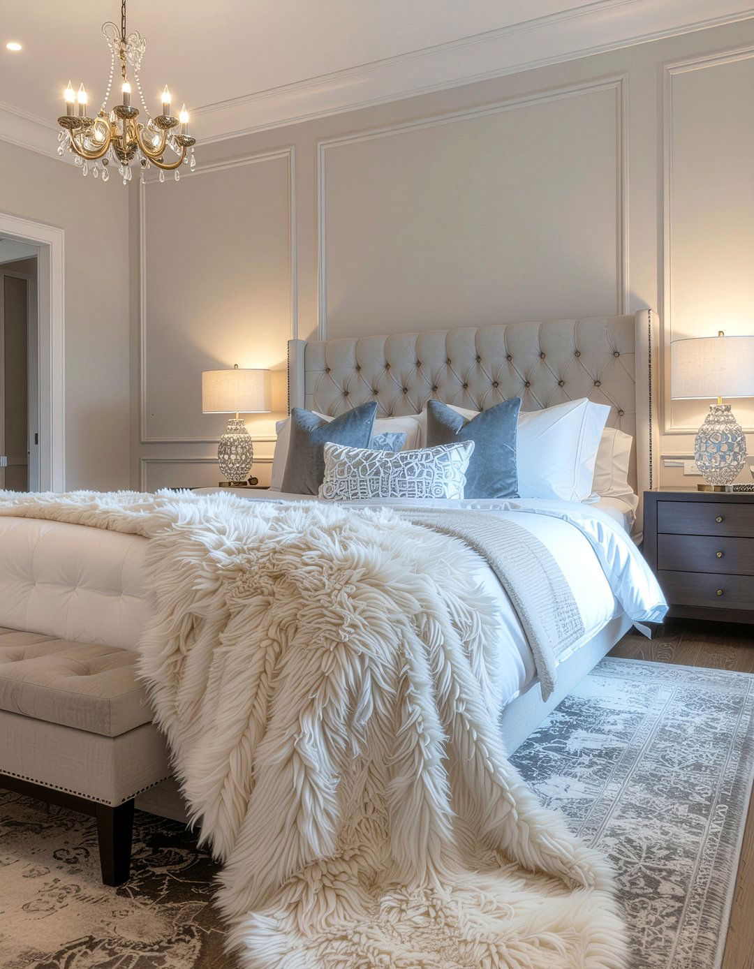 Plush Faux Fur Throw - 30 grand bedroom ideas